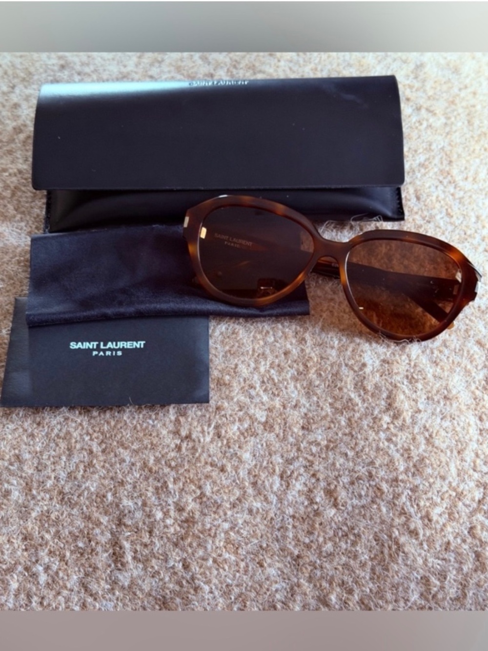 Saint Laurent Brown Tortoise Cat-Eye Sunglasses
